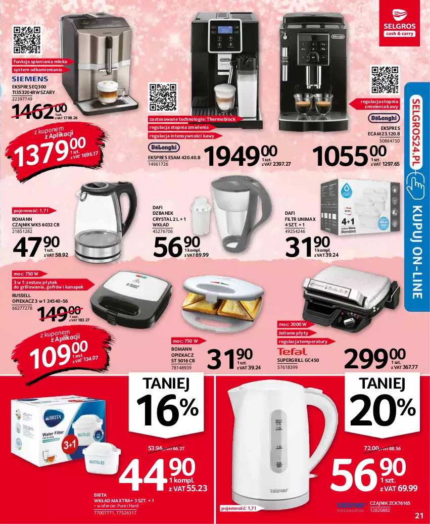 Gazetka promocyjna Selgros - Oferta przemysłowa - ważna 07.01 do 19.01.2022 - strona 21 - produkty: Brit, Brita, Czajnik, Dzbanek, Grill, Pur, Top