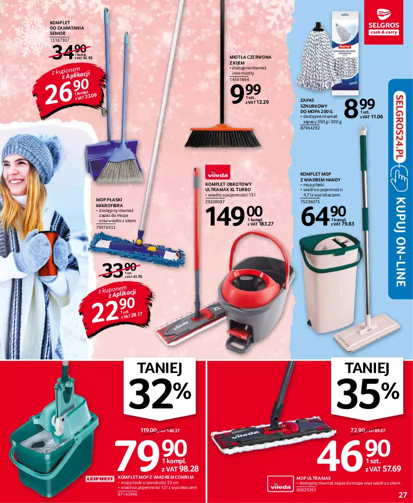 Gazetka promocyjna Selgros - Oferta przemysłowa - ważna 07.01 do 19.01.2022 - strona 27 - produkty: Kije, Miotła, Mop, Rama, Wiadro