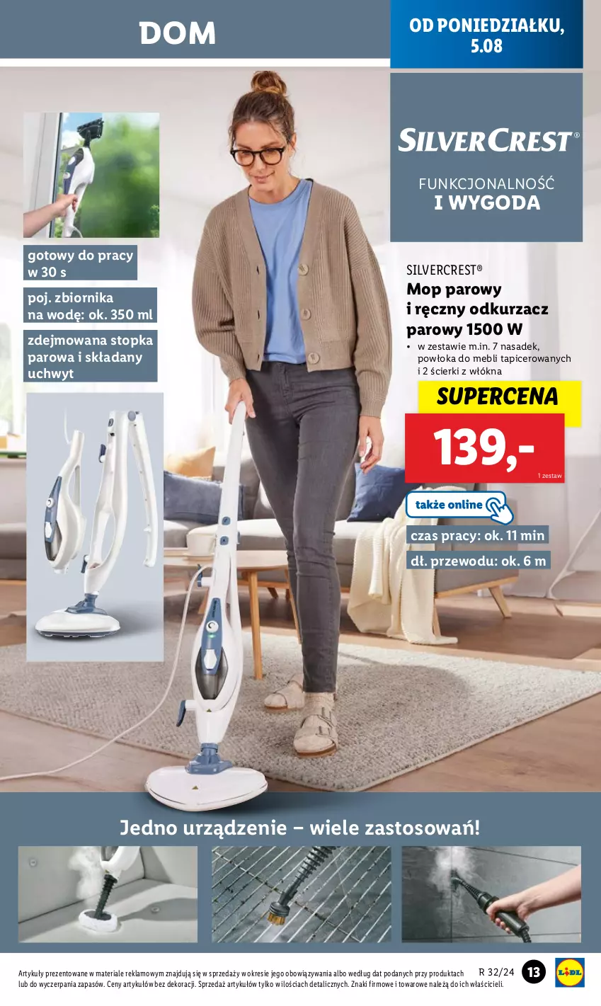 Gazetka promocyjna Lidl - GAZETKA - ważna 05.08 do 10.08.2024 - strona 15 - produkty: Mop, Mop parowy, Odkurzacz, Silvercrest, Top