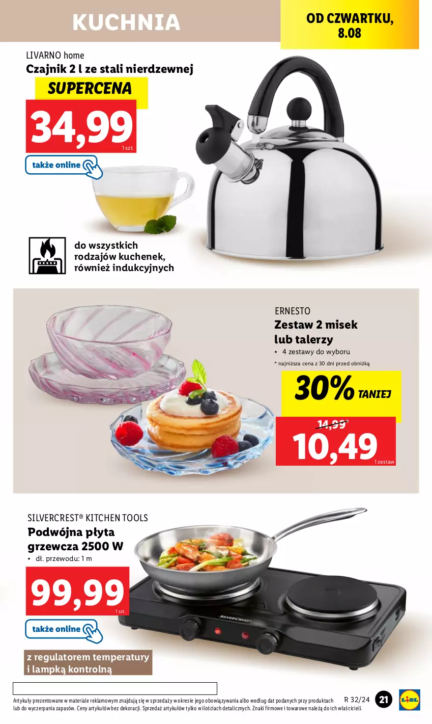 Gazetka promocyjna Lidl - GAZETKA - ważna 05.08 do 10.08.2024 - strona 23 - produkty: Czajnik, Ivar, Kuchnia, Płyta, Silvercrest, Talerz