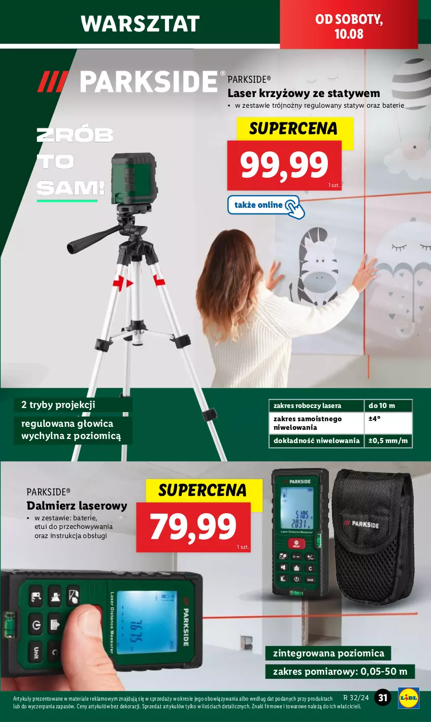 Gazetka promocyjna Lidl - GAZETKA - ważna 05.08 do 10.08.2024 - strona 35 - produkty: Laser krzyżowy, Noż, Parkside, Poziomica, Ser