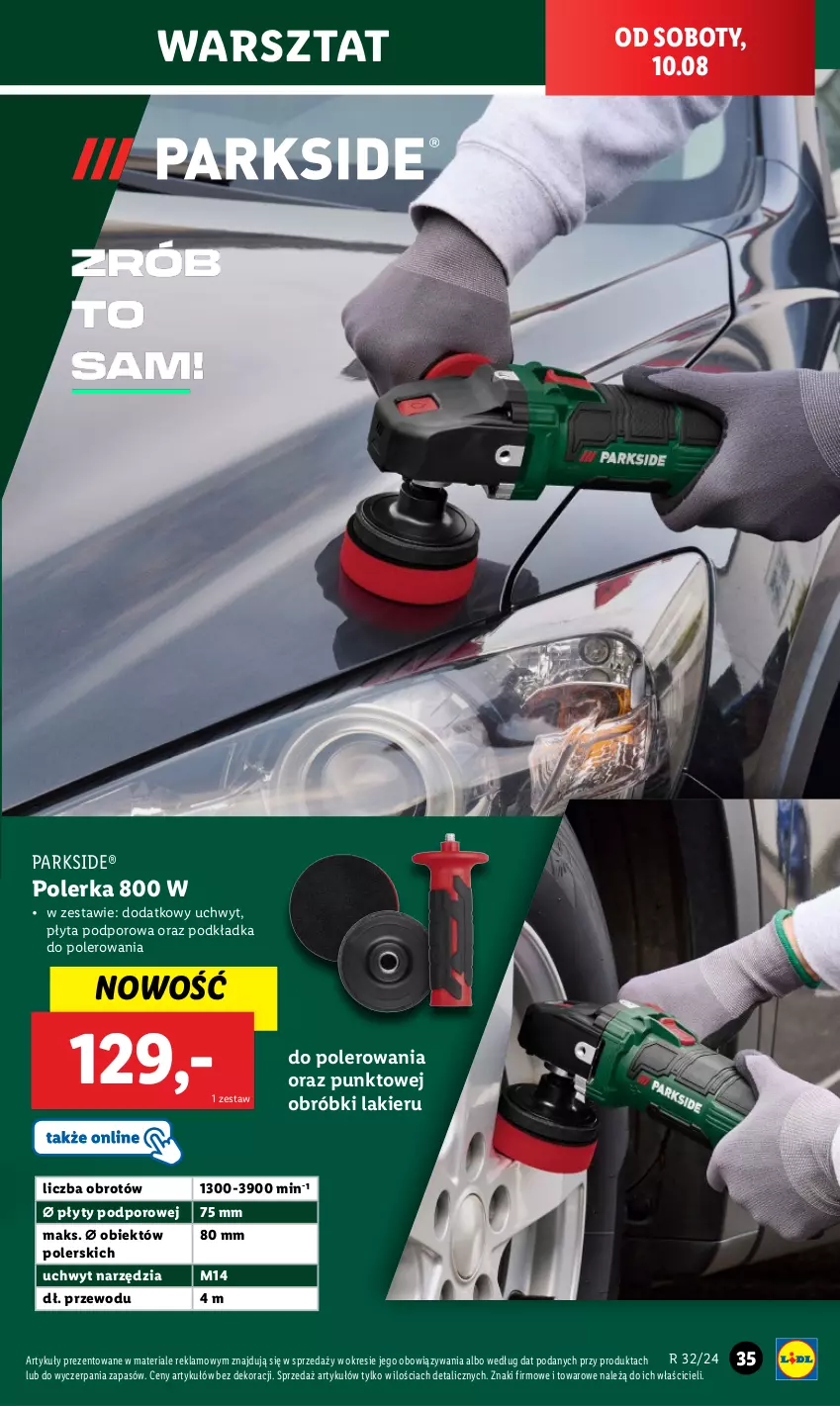 Gazetka promocyjna Lidl - GAZETKA - ważna 05.08 do 10.08.2024 - strona 39 - produkty: Lakier, Parkside, Płyta, Podkład, Podkładka, Por