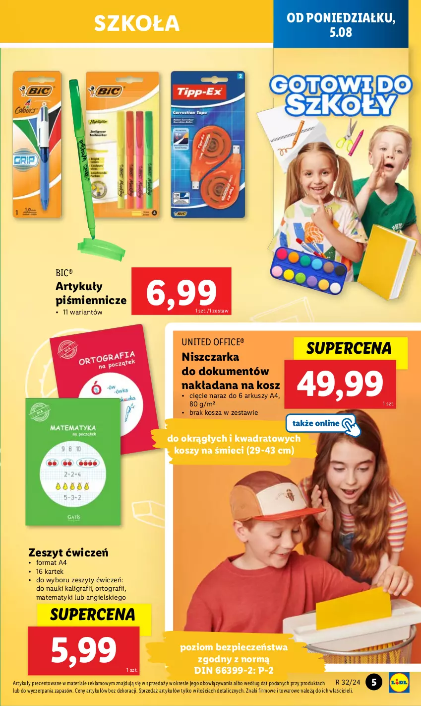 Gazetka promocyjna Lidl - GAZETKA - ważna 05.08 do 10.08.2024 - strona 7 - produkty: BIC, Gra, Kosz, Niszczarka, Piec