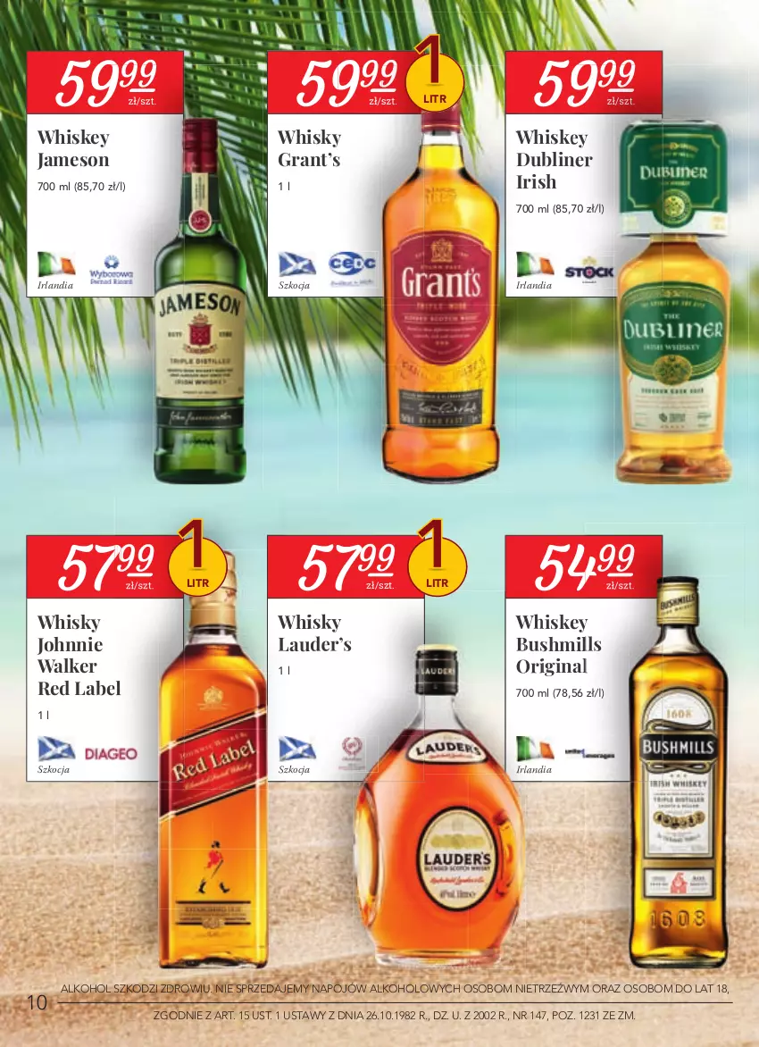 Gazetka promocyjna Stokrotka - Katalog Euro 2020 - ważna 10.06 do 30.06.2021 - strona 10 - produkty: Bushmills, Gin, Gra, Jameson, Johnnie Walker, Koc, Whiskey, Whisky