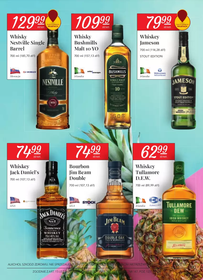 Gazetka promocyjna Stokrotka - Katalog Euro 2020 - ważna 10.06 do 30.06.2021 - strona 9 - produkty: Bourbon, Bushmills, Jameson, Jim Beam, Whiskey, Whisky