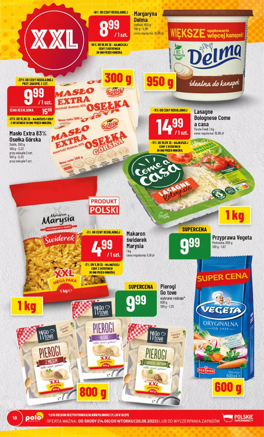 Gazetka promocyjna PoloMarket - Gazetka pomocyjna - ważna 14.06 do 20.06.2023 - strona 18 - produkty: Delma, Lasagne, Makaron, Masło, Pierogi, Vegeta