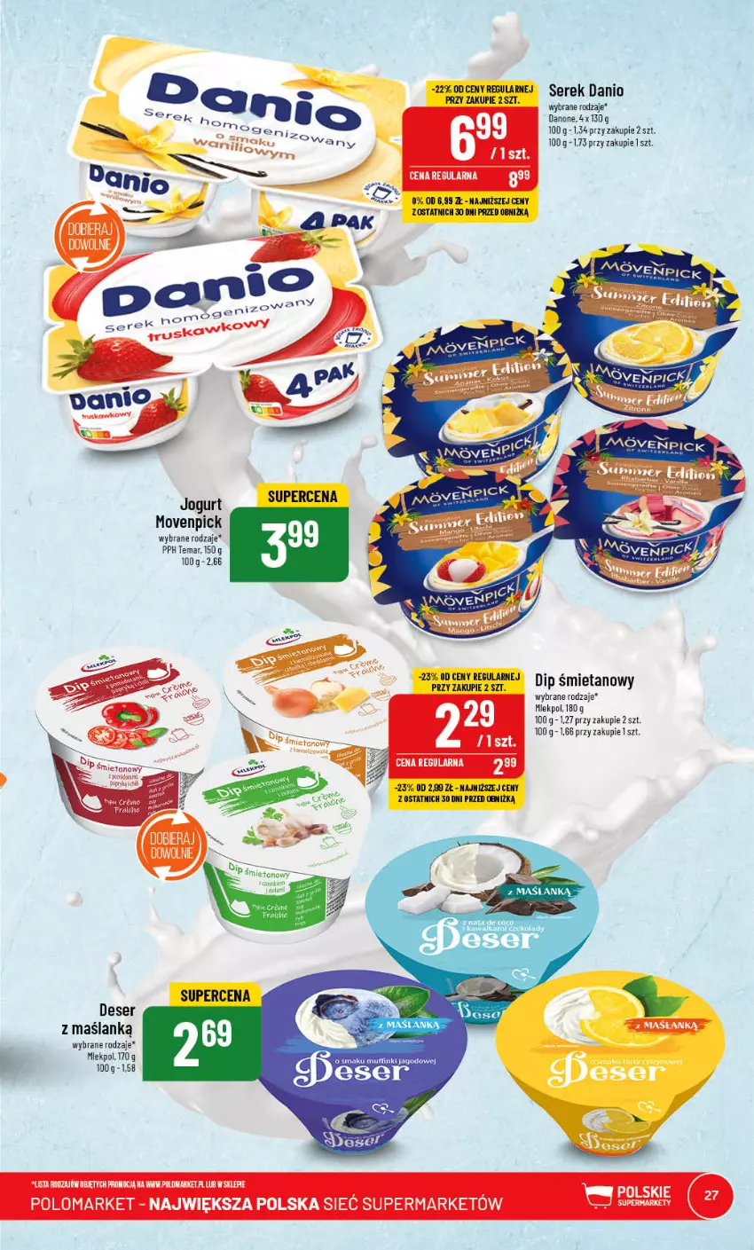 Gazetka promocyjna PoloMarket - Gazetka pomocyjna - ważna 14.06 do 20.06.2023 - strona 27 - produkty: Danio, Danone, Deser, Jogurt, Ser, Serek