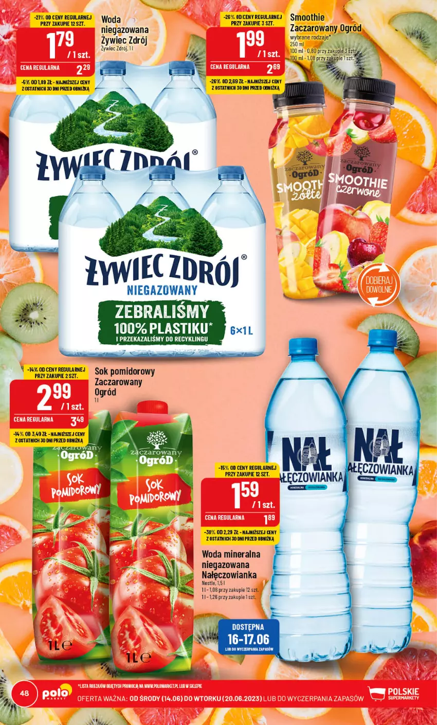 Gazetka promocyjna PoloMarket - Gazetka pomocyjna - ważna 14.06 do 20.06.2023 - strona 48 - produkty: Nałęczowianka, Ogród, Sok, Sok pomidorowy, Woda, Woda mineralna