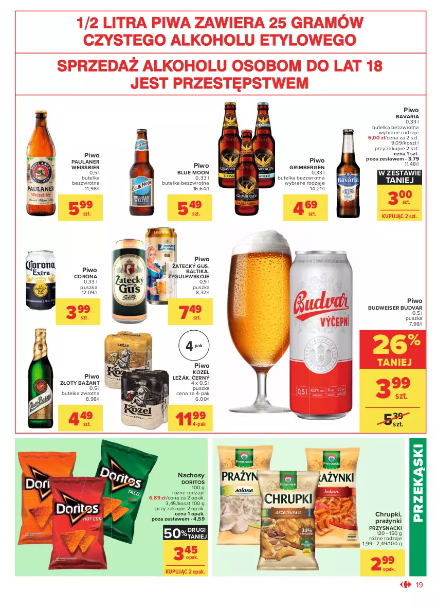 Gazetka promocyjna Carrefour - Gazetka Market - ważna 31.05 do 12.06.2021 - strona 19 - produkty: Chrupki, Gra, Kosz, Kozel, Piwa, Piwo, Przysnacki, Ser