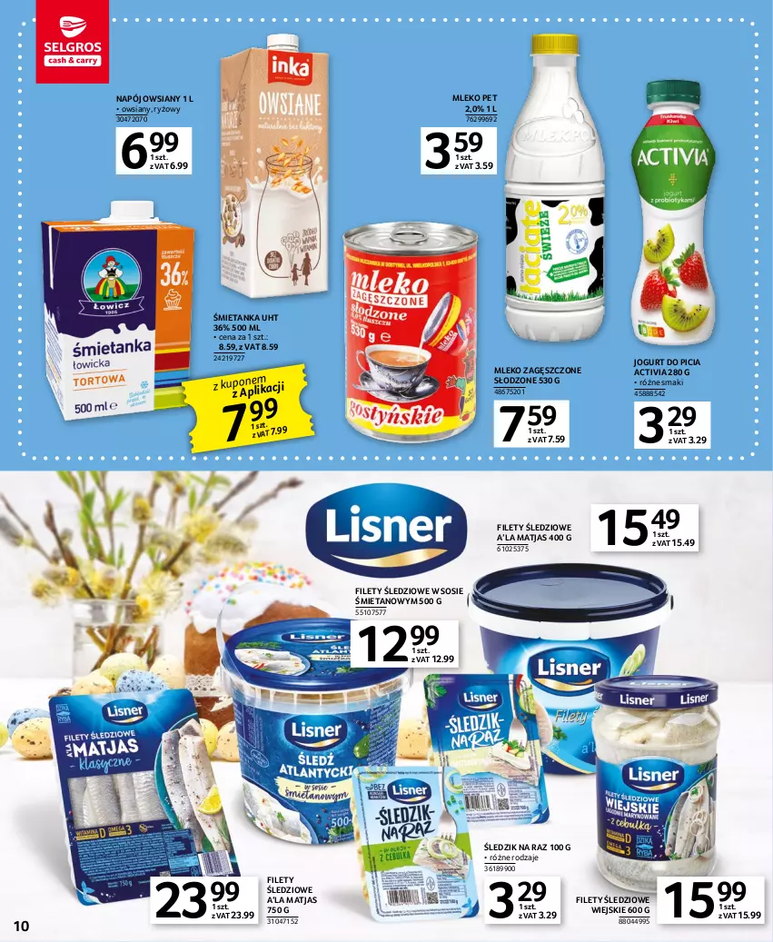 Gazetka promocyjna Selgros - Oferta spożywcza - ważna 16.03 do 29.03.2023 - strona 10 - produkty: Activia, Jogurt, Matjas, Mleko, Mleko zagęszczone, Napój, Ryż, Sos