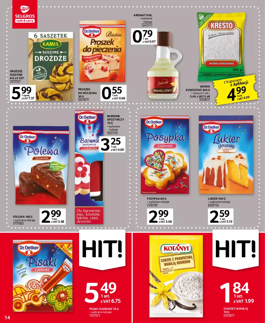 Gazetka promocyjna Selgros - Oferta spożywcza - ważna 16.03 do 29.03.2023 - strona 14 - produkty: Cukier, Drożdże, Kokos, Piec, Proszek do pieczenia, Wiórki kokosowe