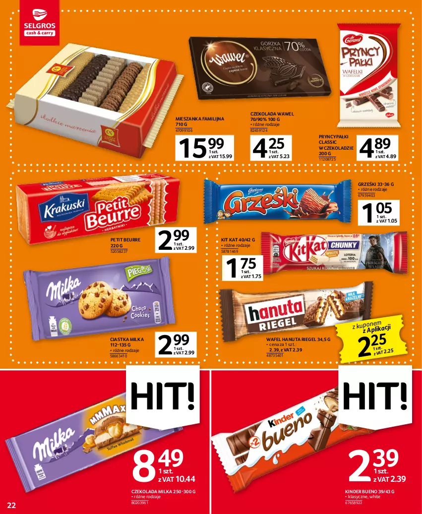 Gazetka promocyjna Selgros - Oferta spożywcza - ważna 16.03 do 29.03.2023 - strona 22 - produkty: Ciastka, Czekolada, Fa, Grześki, Kinder, Kinder Bueno, Kit Kat, Milka, Wawel