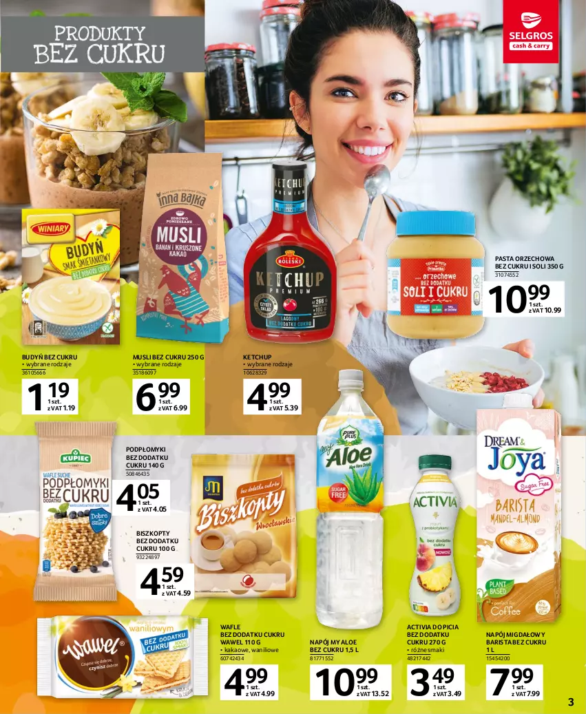 Gazetka promocyjna Selgros - Oferta spożywcza - ważna 16.03 do 29.03.2023 - strona 3 - produkty: Activia, Biszkopty, Budyń, Kakao, Ketchup, Mus, Napój, Wafle, Wawel