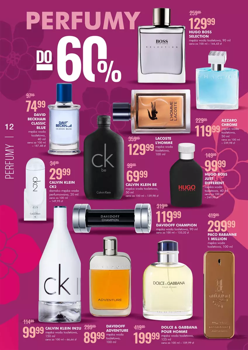 Gazetka promocyjna Super Pharm - Gazetka - ważna 03.03 do 16.03.2022 - strona 12 - produkty: Azzaro, Calvin Klein, Davidoff, Hugo Boss, K2, Lacoste, Lion, Paco Rabanne, Perfum, Woda, Woda perfumowana, Woda toaletowa