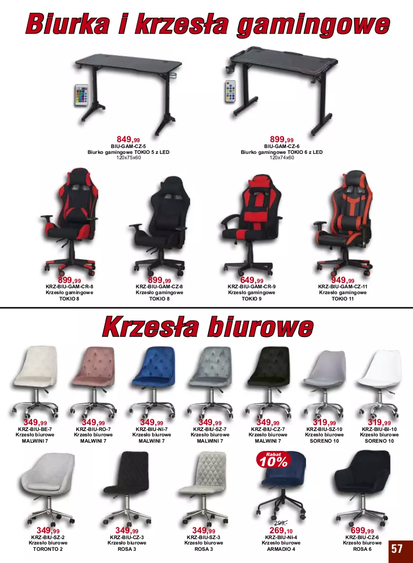 Gazetka promocyjna Bodzio - ważna 01.04 do 30.04.2022 - strona 57 - produkty: Biurka, Biurko, Biuro, Krzesło