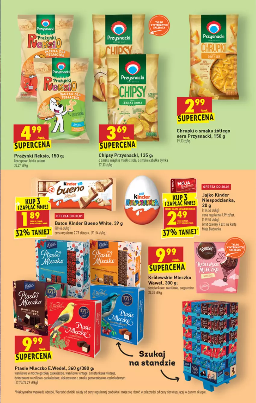 Gazetka promocyjna Biedronka - W tym tygodniu - ważna 27.01 do 02.02.2022 - strona 51 - produkty: Chipsy, Chrupki, E. Wedel, Fa, Kinder, Kinder Bueno, Królewski, Królewskie Mleczko, LG, Mleczko, Mola, Przysnacki, Rura, Ser, Wawel