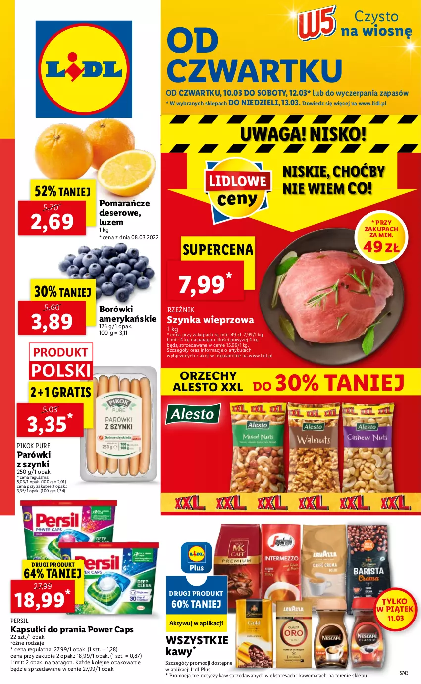 Gazetka promocyjna Lidl - GAZETKA - ważna 10.03 do 13.03.2022 - strona 1 - produkty: Deser, Gra, Kapsułki do prania, Olej, Parówki, Parówki z szynki, Persil, PIKOK, Pomarańcze, Pur, Ser, Szynka, Szynka wieprzowa, Waga