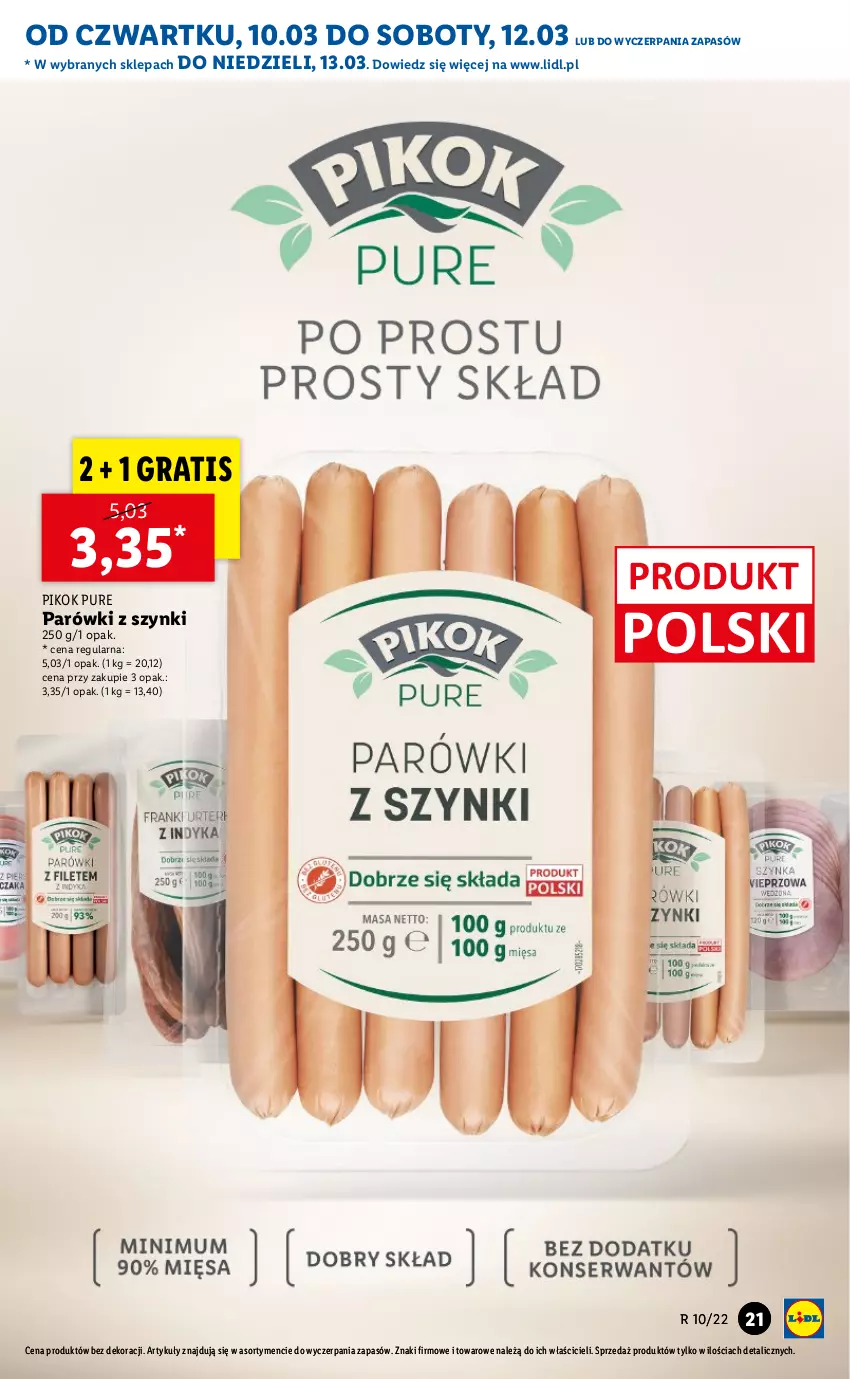 Gazetka promocyjna Lidl - GAZETKA - ważna 10.03 do 13.03.2022 - strona 21 - produkty: Gra, Parówki, Parówki z szynki, PIKOK, Pur