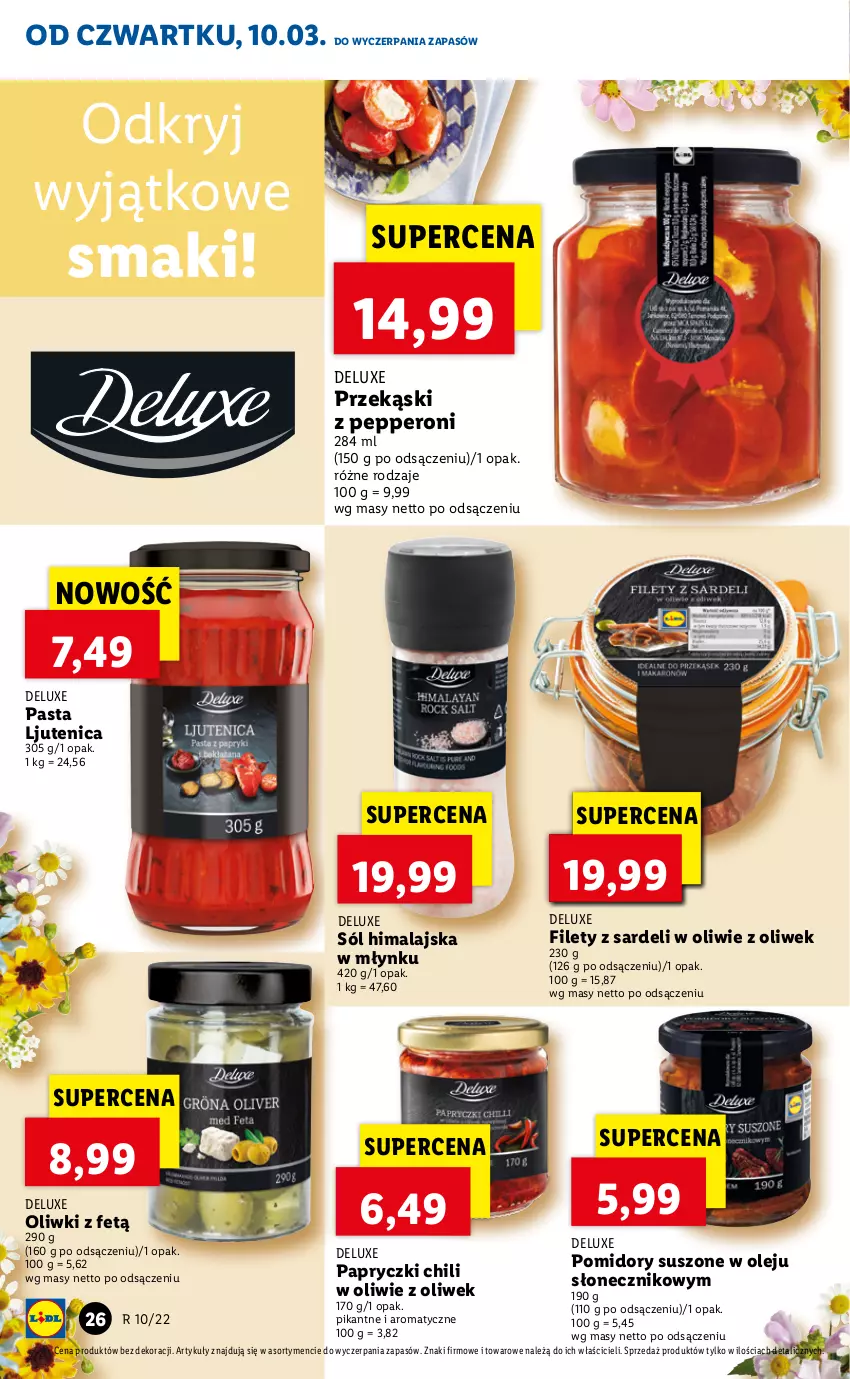 Gazetka promocyjna Lidl - GAZETKA - ważna 10.03 do 13.03.2022 - strona 26 - produkty: Olej, Oliwki, Pomidory, Sól, Sól himalajska