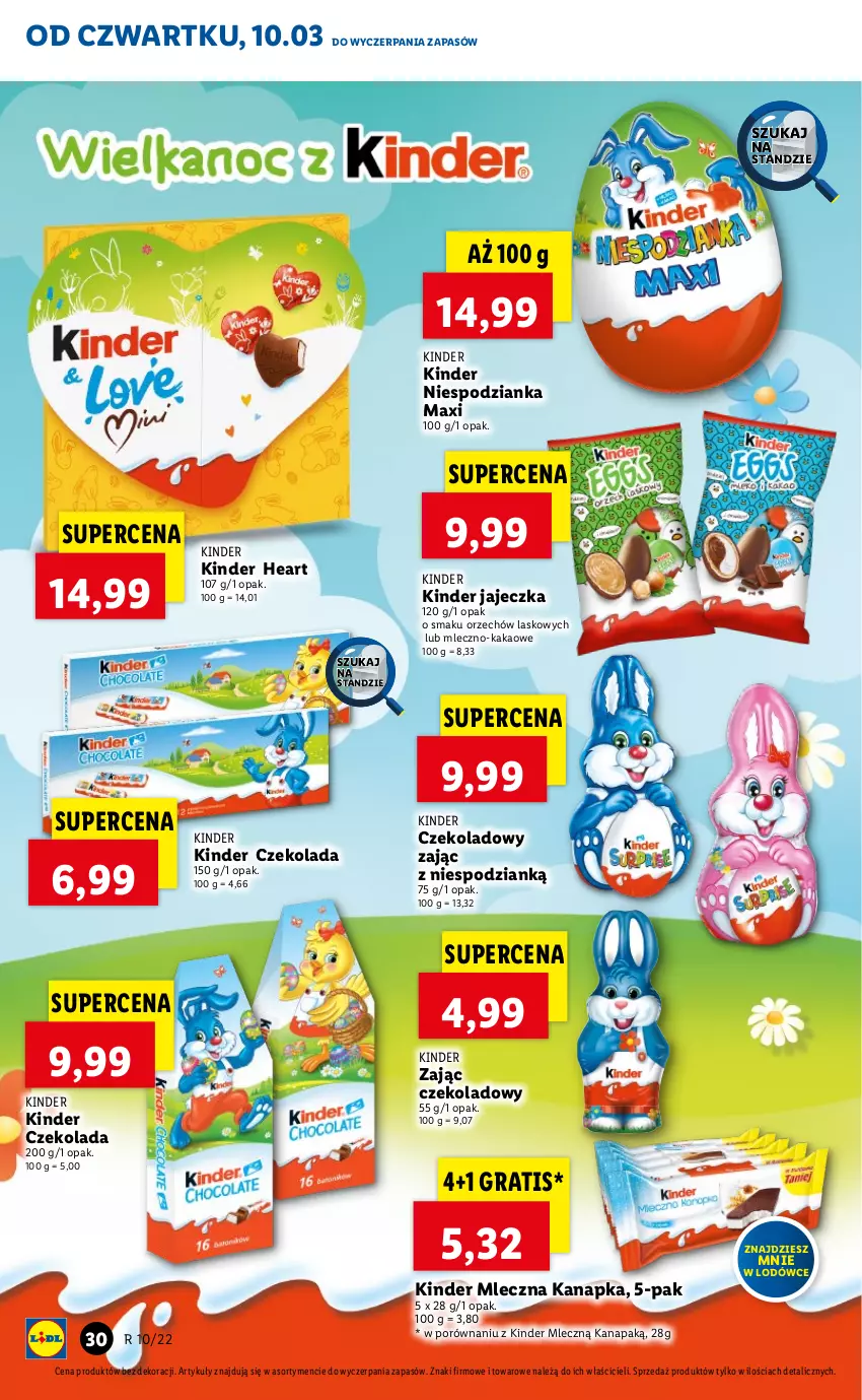 Gazetka promocyjna Lidl - GAZETKA - ważna 10.03 do 13.03.2022 - strona 30 - produkty: Czekolada, Gra, Kakao, Kanapa, Kinder, Mleczna kanapka, Por