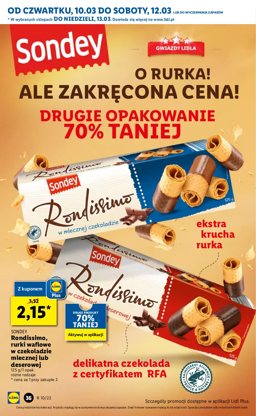 Gazetka promocyjna Lidl - GAZETKA - ważna 10.03 do 13.03.2022 - strona 36 - produkty: Czekolada, Deser, Fa, Rurki, Ser