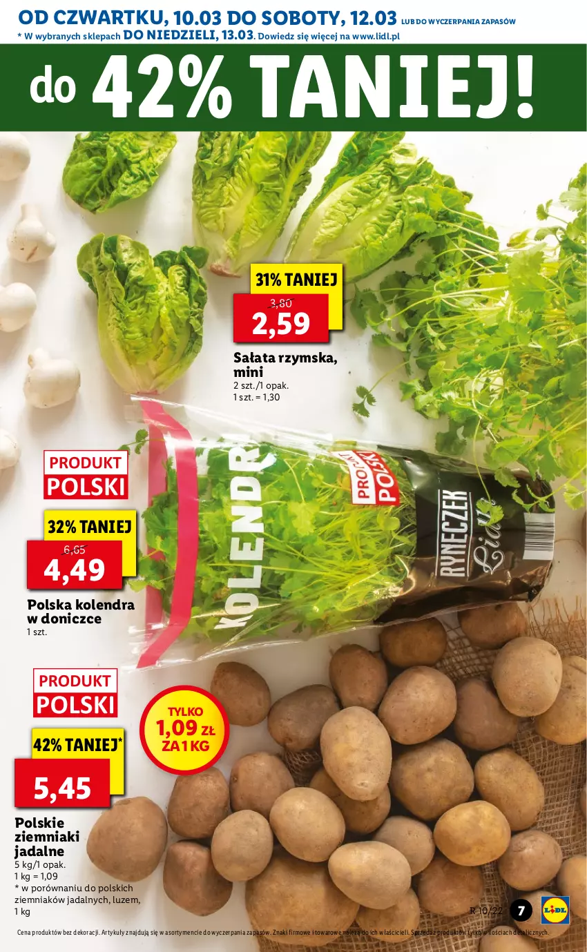 Gazetka promocyjna Lidl - GAZETKA - ważna 10.03 do 13.03.2022 - strona 7 - produkty: Kolendra, Por, Sałat, Ziemniaki