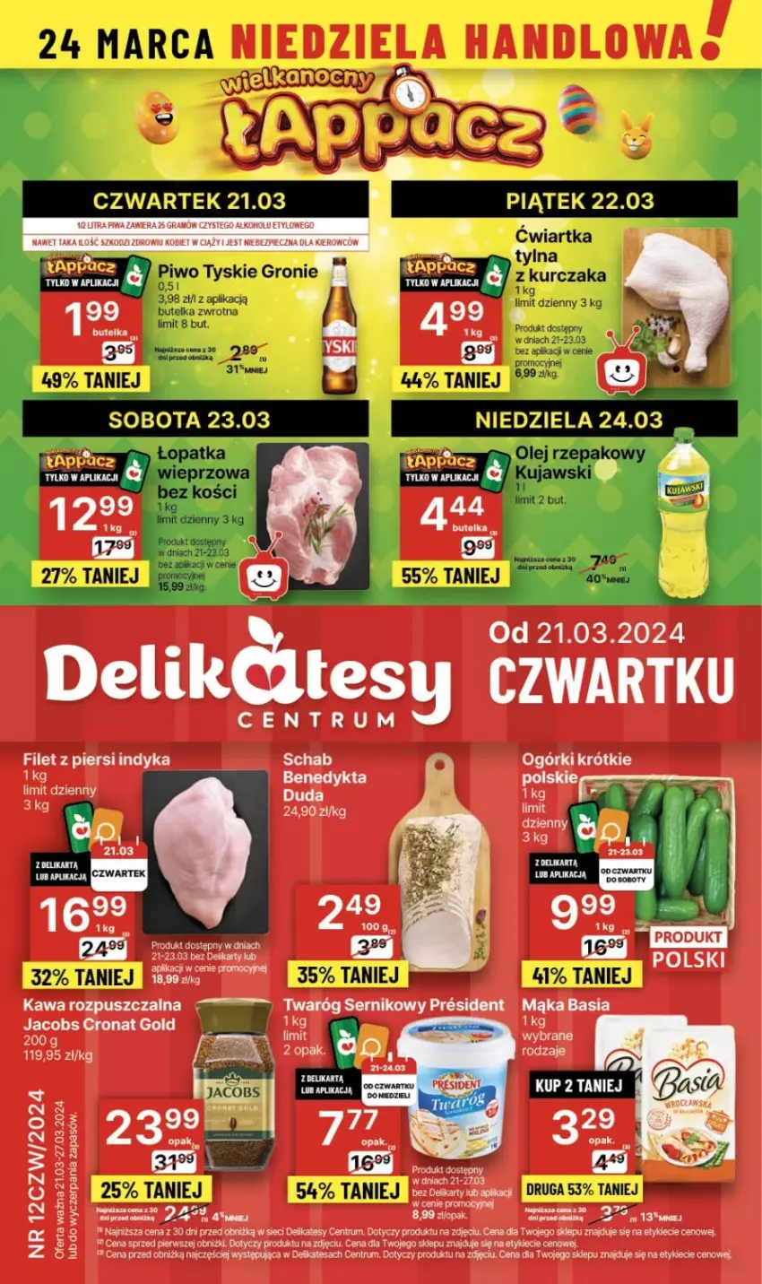 Gazetka promocyjna Delikatesy Centrum - NOWA GAZETKA Delikatesy Centrum od 21 marca! 21-27.03.2024 - ważna 21.03 do 27.03.2024 - strona 1 - produkty: Basia, Duda, Filet z piersi indyka, Jacobs, Kawa, Kawa rozpuszczalna, Koc, Mąka, Piec, Piwa, Rum, Ser, Twaróg