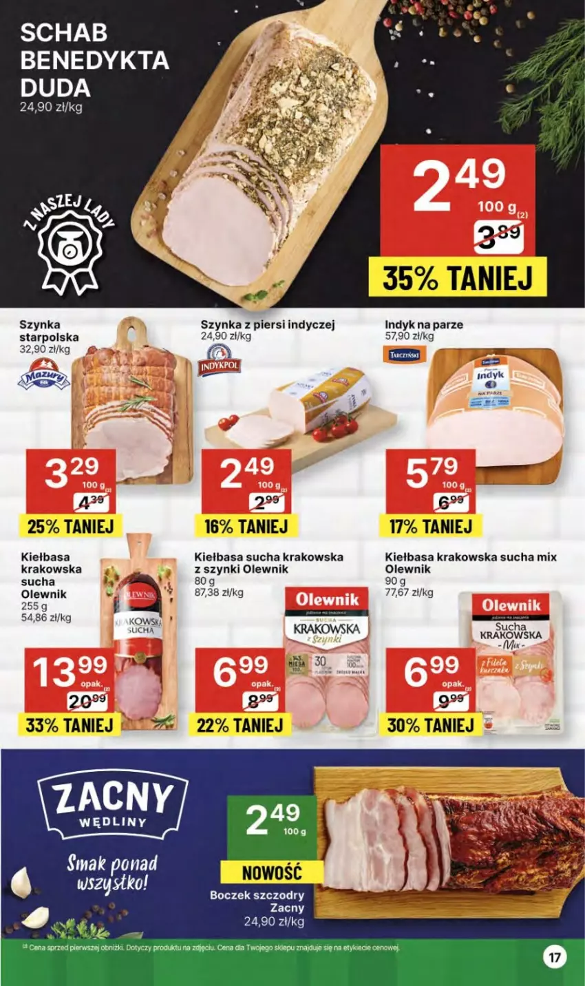 Gazetka promocyjna Delikatesy Centrum - NOWA GAZETKA Delikatesy Centrum od 21 marca! 21-27.03.2024 - ważna 21.03 do 27.03.2024 - strona 17 - produkty: Boczek, Duda, Kiełbasa, Kiełbasa krakowska, Olewnik, Schab Benedykta, Szynka