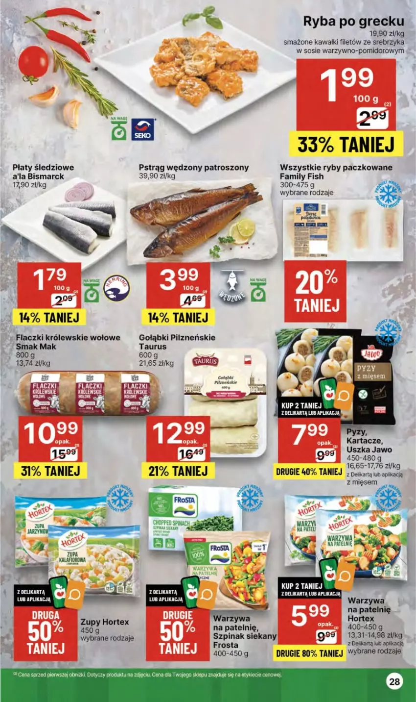 Gazetka promocyjna Delikatesy Centrum - NOWA GAZETKA Delikatesy Centrum od 21 marca! 21-27.03.2024 - ważna 21.03 do 27.03.2024 - strona 28 - produkty: Fa, Frosta, Hortex, Kawa, Królewski, Płaty śledziowe, Pstrąg, Pstrąg wędzony, Ryba, Ryba po grecku, Sos, Szpinak