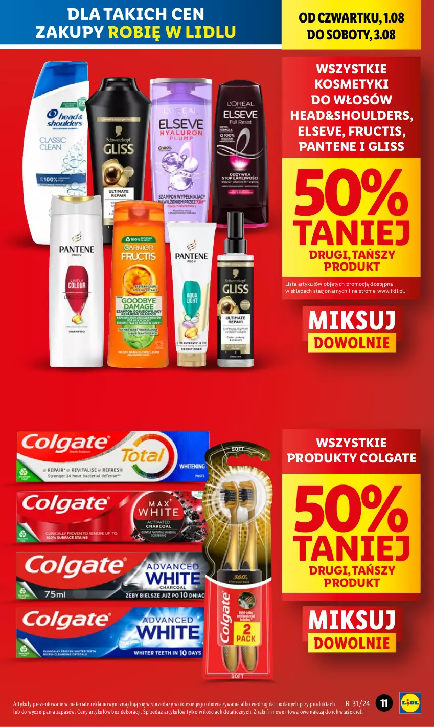 Gazetka promocyjna Lidl - GAZETKA - ważna 01.08 do 03.08.2024 - strona 11 - produkty: Colgate, Elseve, Fructis, LG, Pantene