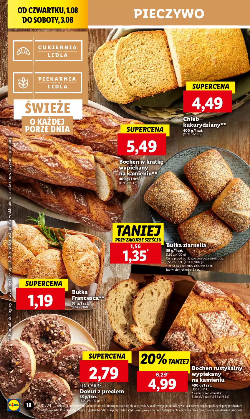 Gazetka promocyjna Lidl - GAZETKA - ważna 01.08 do 03.08.2024 - strona 20 - produkty: Bułka, Chleb, Donut, Piec, Pieczywo, Por, Precle, Rust