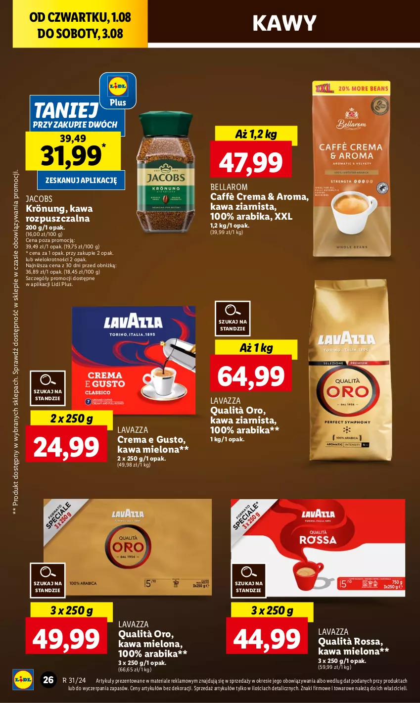 Gazetka promocyjna Lidl - GAZETKA - ważna 01.08 do 03.08.2024 - strona 32 - produkty: Bell, Bella, Jacobs, Jacobs Krönung, Kawa, Kawa mielona, Kawa rozpuszczalna, Kawa ziarnista, Lavazza