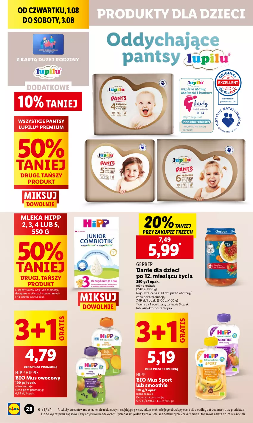 Gazetka promocyjna Lidl - GAZETKA - ważna 01.08 do 03.08.2024 - strona 34 - produkty: Danie dla dzieci, Dzieci, Gerber, Gra, HiPP, Hipp Bio, Mus, Por, Smoothie, Sport