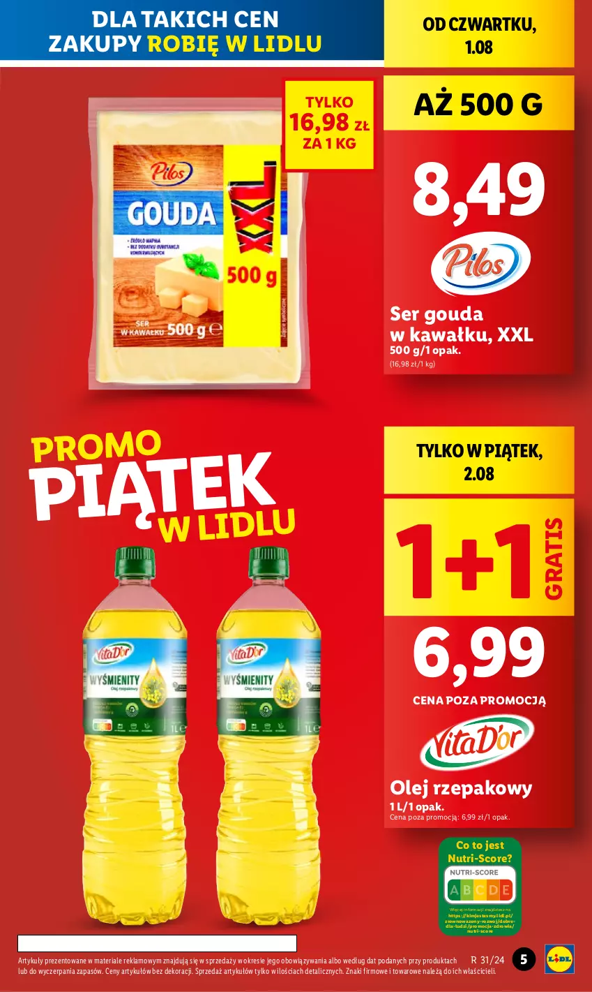 Gazetka promocyjna Lidl - GAZETKA - ważna 01.08 do 03.08.2024 - strona 5 - produkty: Gouda, Gra, Kawa, Olej, Olej rzepakowy, Ser, Wazon