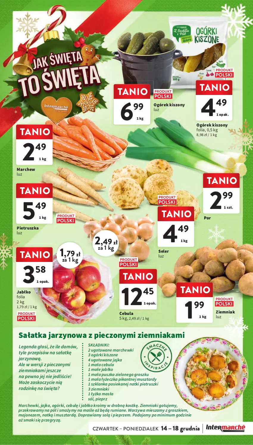 Gazetka promocyjna Intermarche - Gazetka Intermarche - ważna 14.12 do 18.12.2023 - strona 23 - produkty: Cebula, Gry, Koc, Majonez, Mus, Ogórek, Piec, Pieprz, Pietruszka, Por, Rum, Sałat, Sałatka, Sól, Szklanka, Warzywa, Ziemniaki