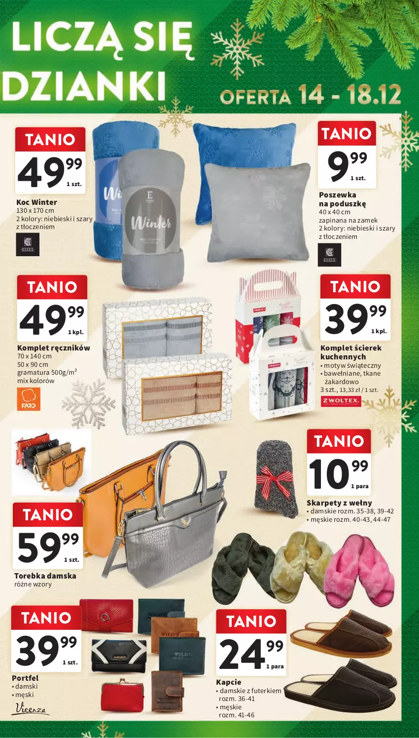 Gazetka promocyjna Intermarche - Gazetka Intermarche - ważna 14.12 do 18.12.2023 - strona 47 - produkty: Gra, Kapcie, Karp, Koc, Por, Poszewka, Rama, Ręcznik, Torebka