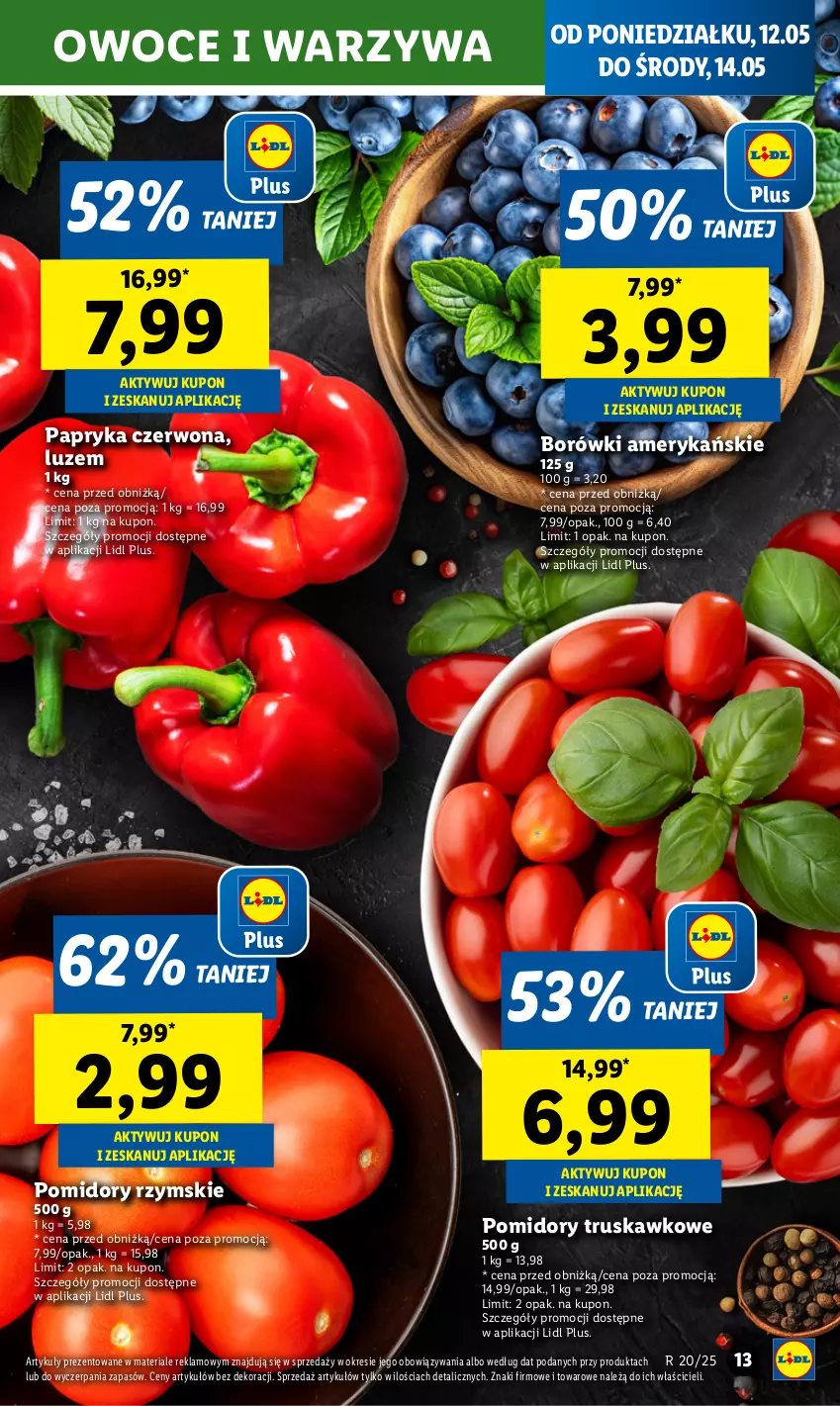 Gazetka promocyjna - GAZETKA - ważna 12.05 do 14.05.2025 - strona 17 - produkty: Owoce, Papryka, Papryka czerwona, Pomidory, Warzywa