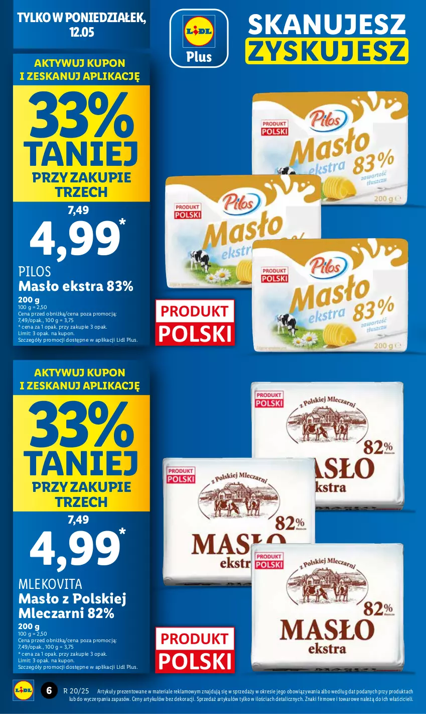 Gazetka promocyjna Lidl - GAZETKA - ważna 12.05 do 14.05.2025 - strona 6 - produkty: Masło, Mleko, Mlekovita, Pilos
