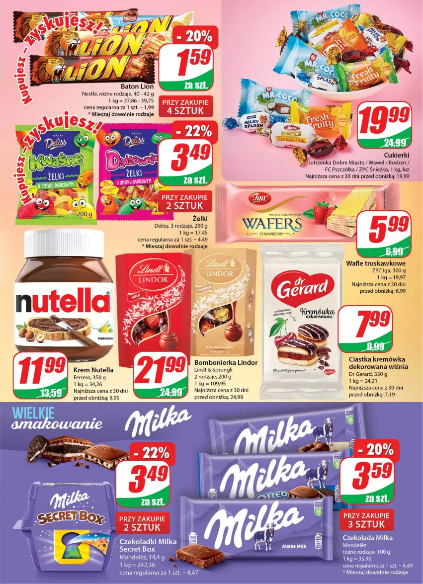 Gazetka promocyjna Dino - Gazetka 35 - ważna 29.08 do 06.09.2023 - strona 3 - produkty: Baton, Ciastka, Deliss, Dr Gerard, Ferrero, Jutrzenka, Kremówka, Lindor, Lindt, Lion, Nutella, Wawel