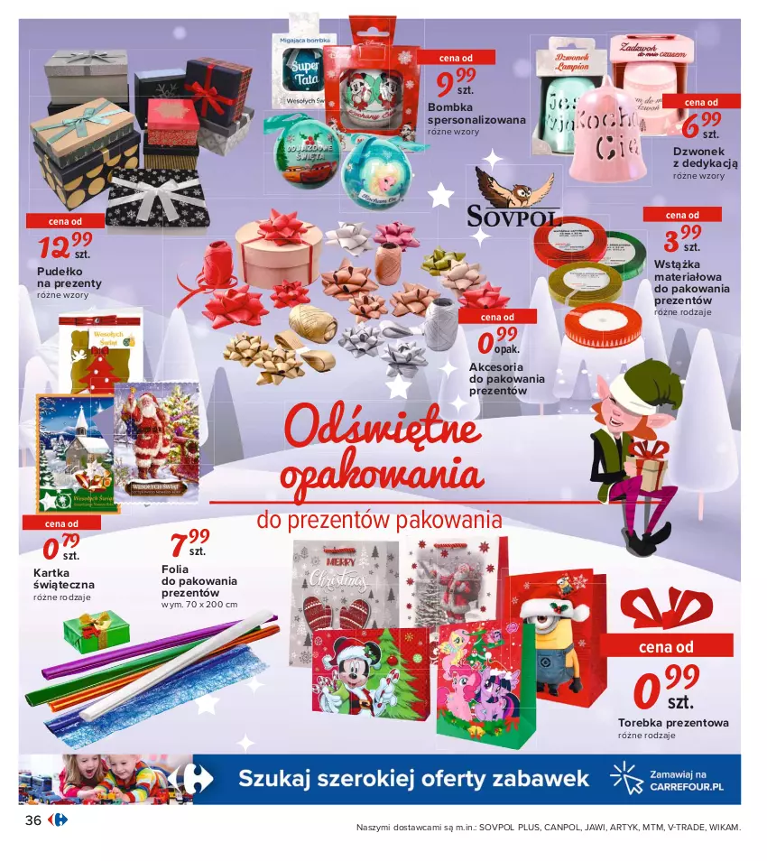 Gazetka promocyjna Carrefour - Gazetka Carrefour Zabawki - ważna 02.11 do 28.11.2021 - strona 36 - produkty: Akcesoria do pakowania, Canpol, Dzwonek, Folia do pakowania, Pudełko, Torebka, Wstążka