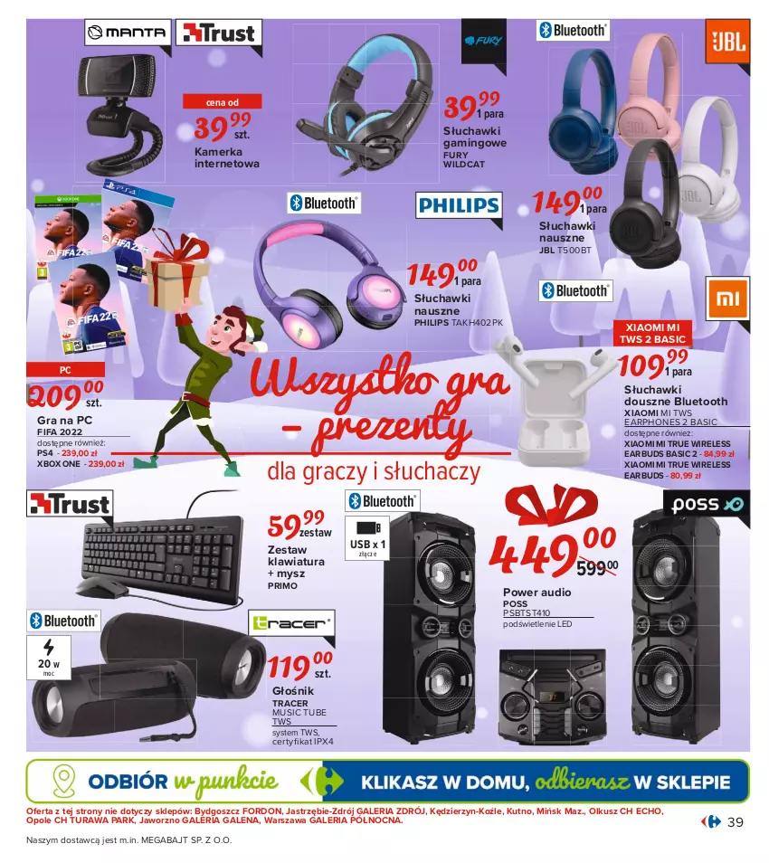 Gazetka promocyjna Carrefour - Gazetka Carrefour Zabawki - ważna 02.11 do 28.11.2021 - strona 39 - produkty: Acer, Fa, Głośnik, Gra, Gra na pc, JBL, Klawiatura, Mus, Mysz, Philips, Power audio, PSB, Słuchawki, Słuchawki gamingowe, Xbox