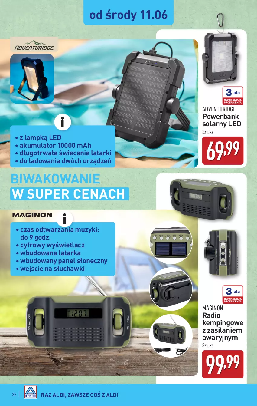 Gazetka promocyjna Aldi - Pełna oferta - ważna 09.06 do 14.06.2025 - strona 22 - produkty: Akumulator, Gin, Latarka, Powerbank, Silan, Słuchawki, Tarka