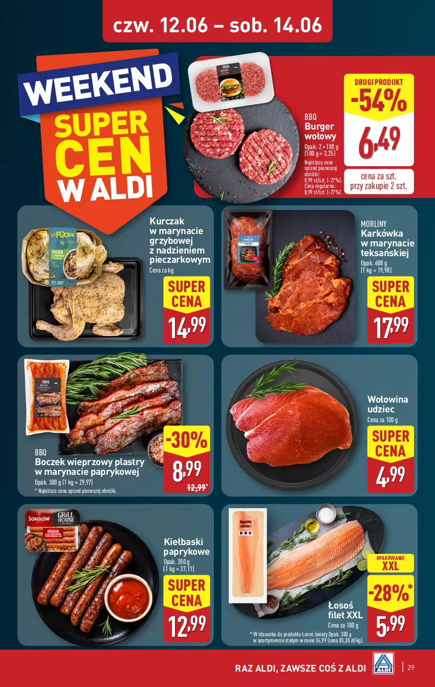 Gazetka promocyjna Aldi - Pełna oferta - ważna 09.06 do 14.06.2025 - strona 29 - produkty: Boczek, Boczek wieprzowy, Burger, Kurczak, Morliny, Piec, Wołowina