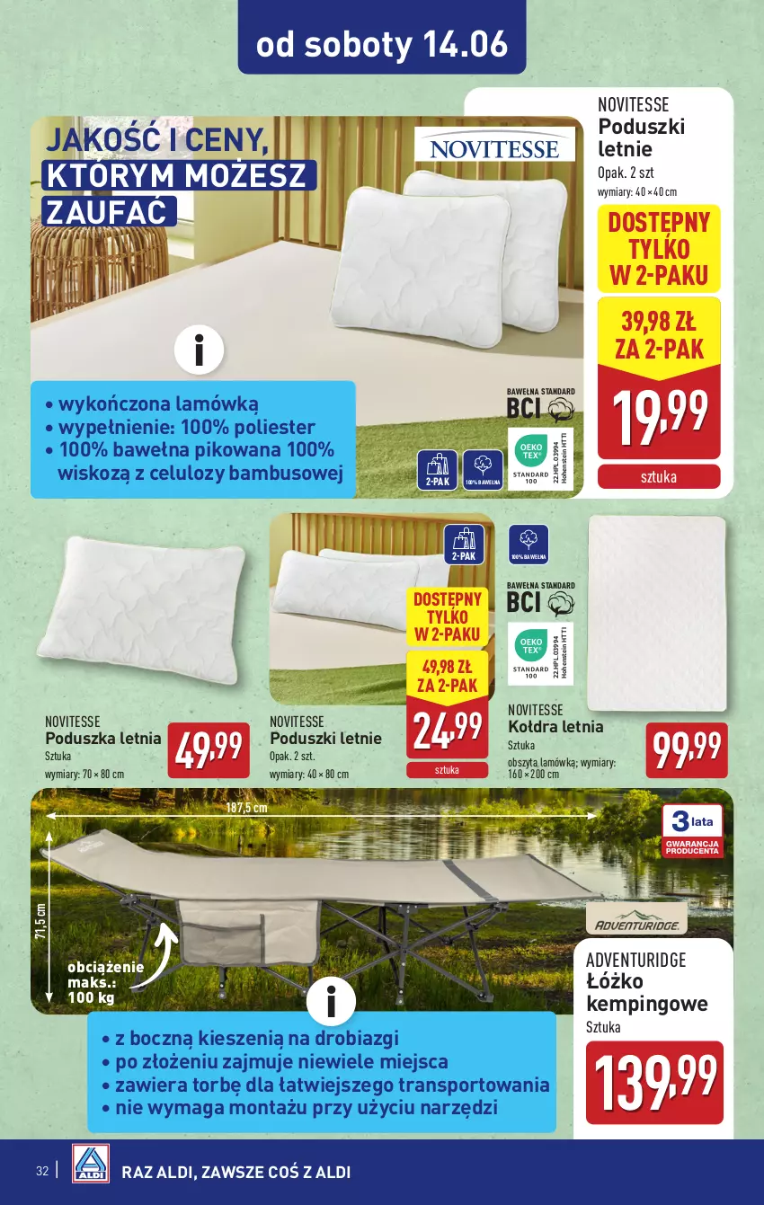 Gazetka promocyjna Aldi - Pełna oferta - ważna 09.06 do 14.06.2025 - strona 32 - produkty: Fa, HP, Kołdra, Poduszka, Por, Sport, Tran, Wełna