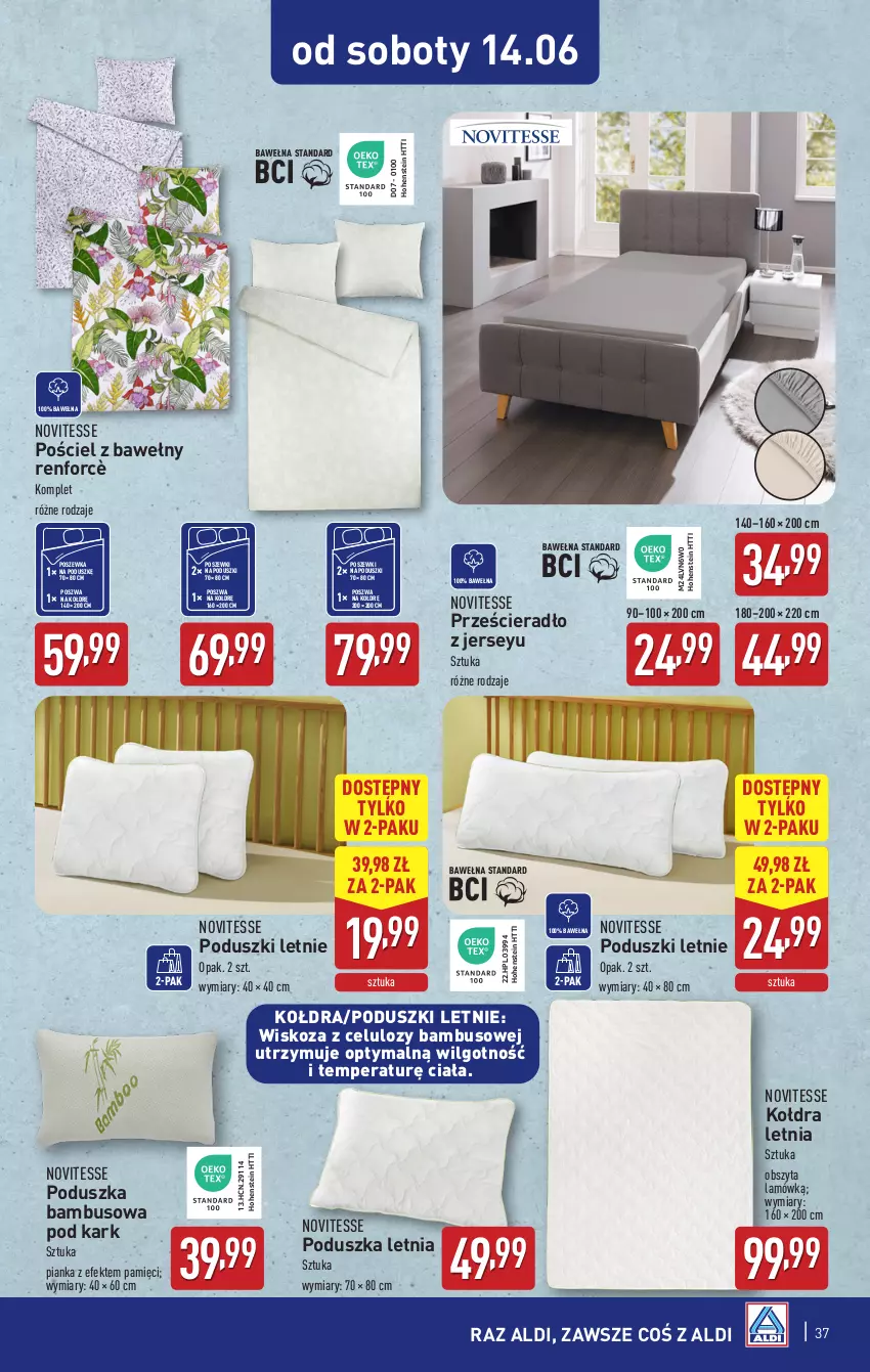 Gazetka promocyjna Aldi - Pełna oferta - ważna 09.06 do 14.06.2025 - strona 37 - produkty: HP, Kołdra, LG, Poduszka, Pościel, Poszewka, Prześcieradło, Wełna
