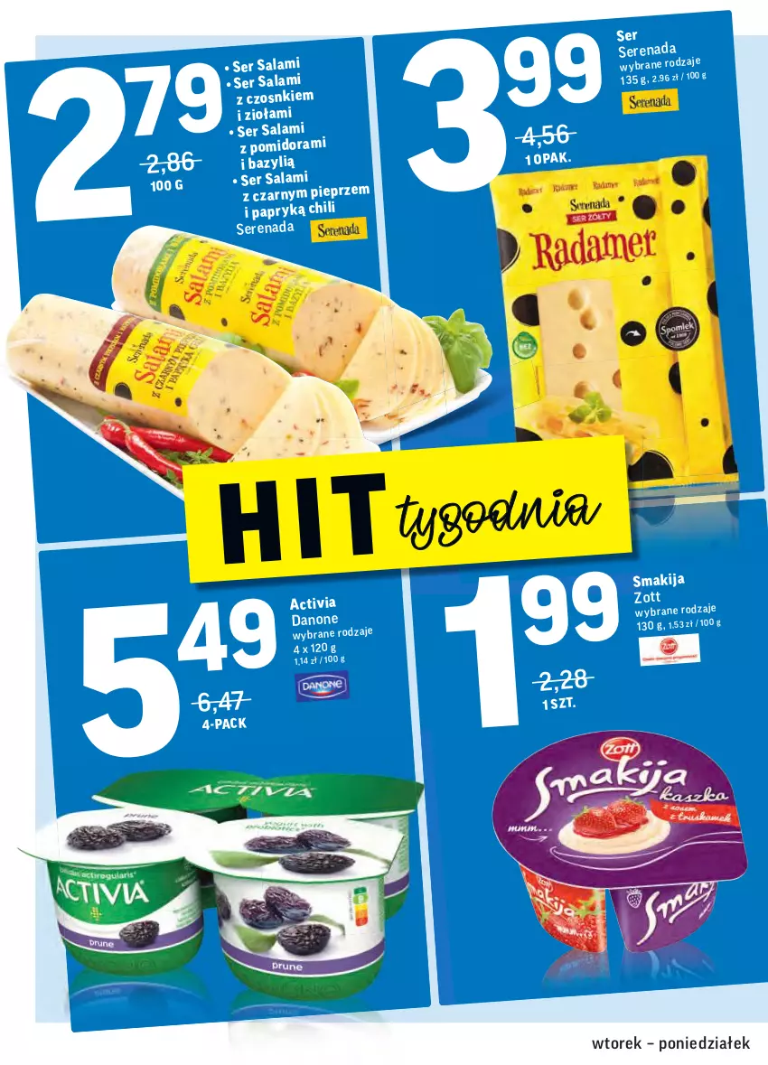 Gazetka promocyjna Intermarche - Gazetka promocyjna - ważna 15.02 do 21.02.2022 - strona 18 - produkty: Activia, Danone, Pieprz, Salami, Ser, Ser salami, Smakija, Zott