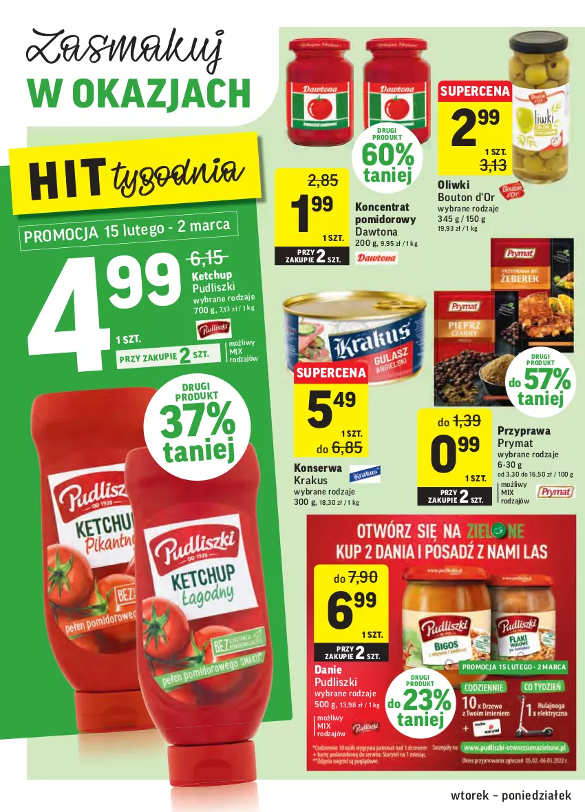 Gazetka promocyjna Intermarche - Gazetka promocyjna - ważna 15.02 do 21.02.2022 - strona 26 - produkty: Dawtona, Ketchup, Koncentrat pomidorowy, Krakus, Oliwki, Prymat, Pudliszki, Ser