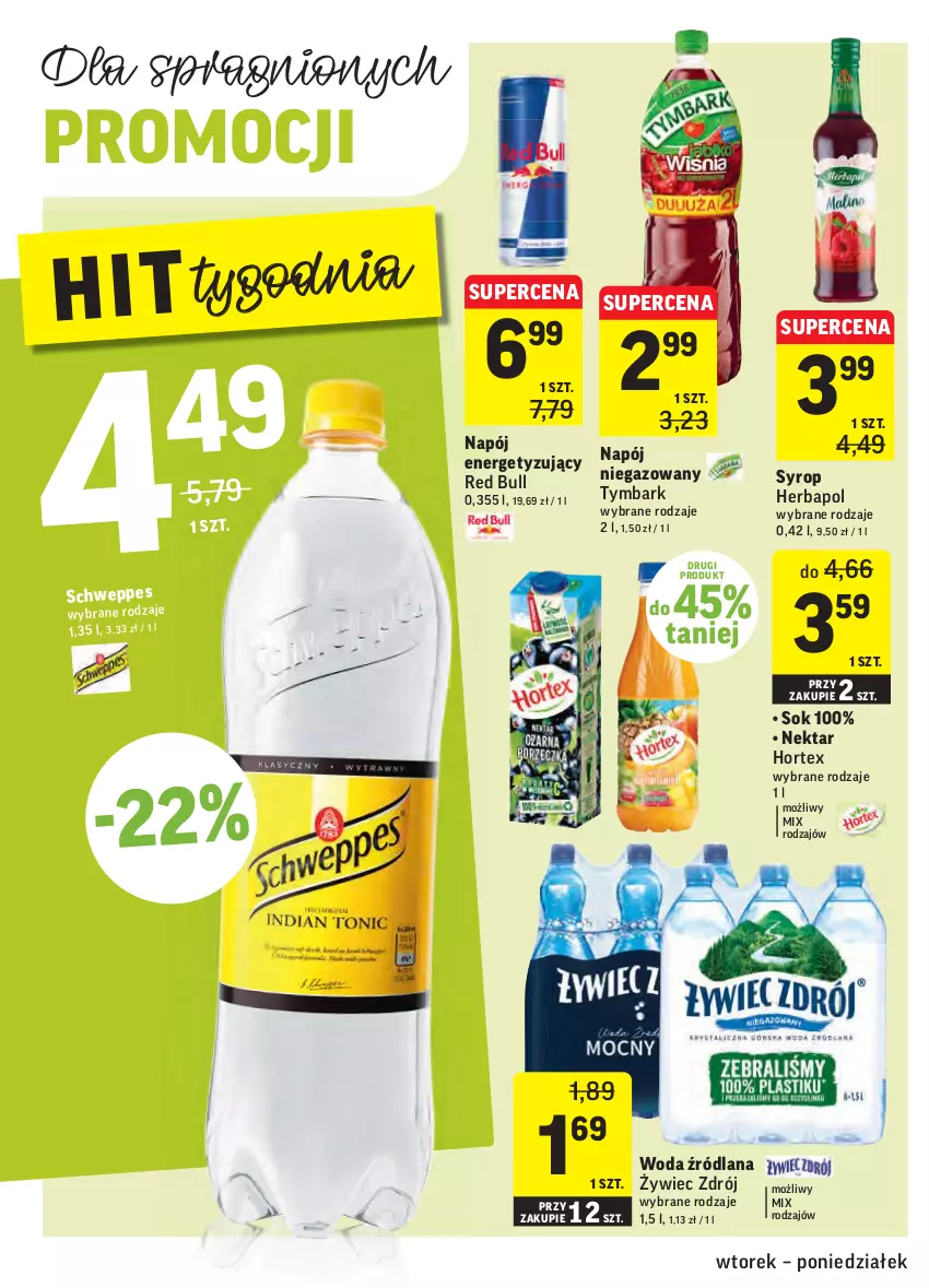 Gazetka promocyjna Intermarche - Gazetka promocyjna - ważna 15.02 do 21.02.2022 - strona 28 - produkty: Herbapol, Hortex, LANA, Napój, Napój niegazowany, Nektar, Red Bull, Sok, Syrop, Tymbark, Woda