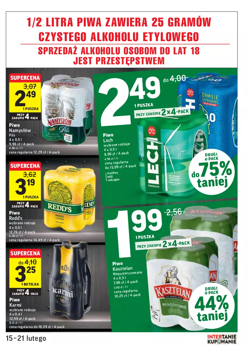 Gazetka promocyjna Intermarche - Gazetka promocyjna - ważna 15.02 do 21.02.2022 - strona 29 - produkty: Gra, Karmi, Kasztelan, Namysłów, Piwa, Piwo, Redd's