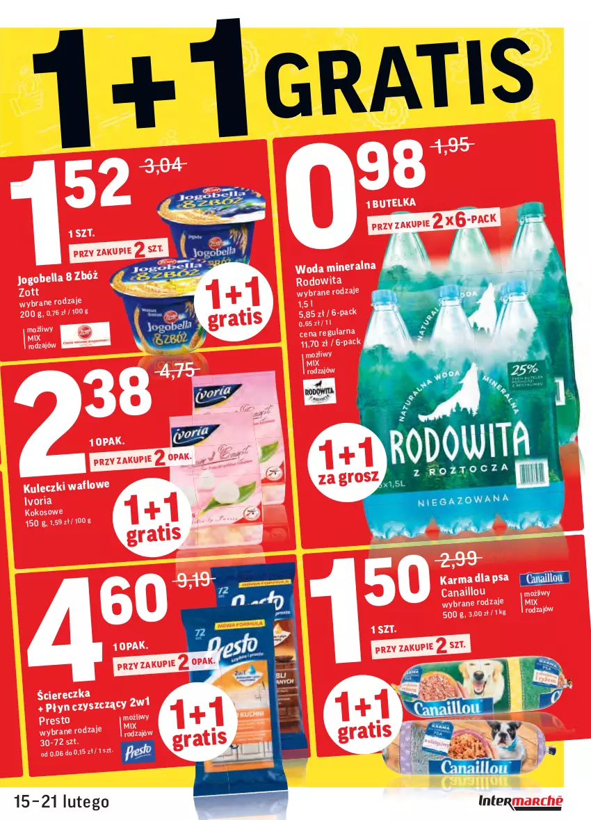 Gazetka promocyjna Intermarche - Gazetka promocyjna - ważna 15.02 do 21.02.2022 - strona 5 - produkty: Bell, Bella, Canaillou, Jogobella, Woda, Woda mineralna, Zott